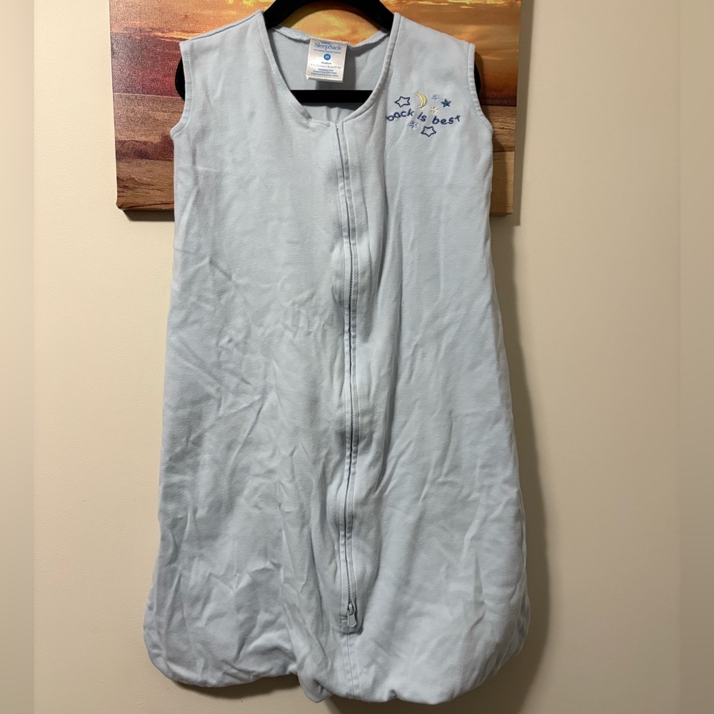 Halo baby blue cotton sleep sack medium 6 - 12m wearable blanket